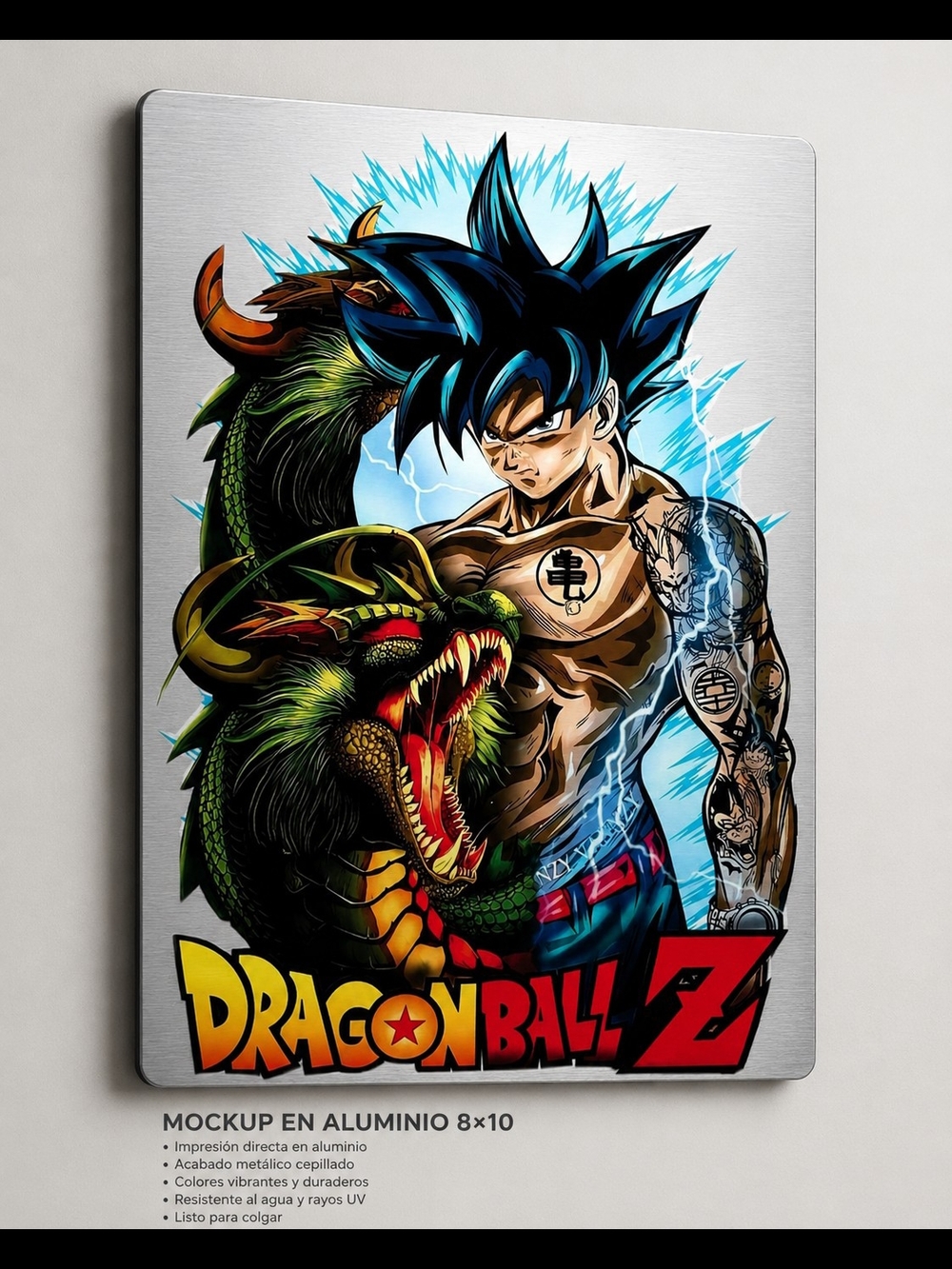 Goku Shenron DBZ Metal Print 8x10 Anime Wall Art Dragon Ball Z